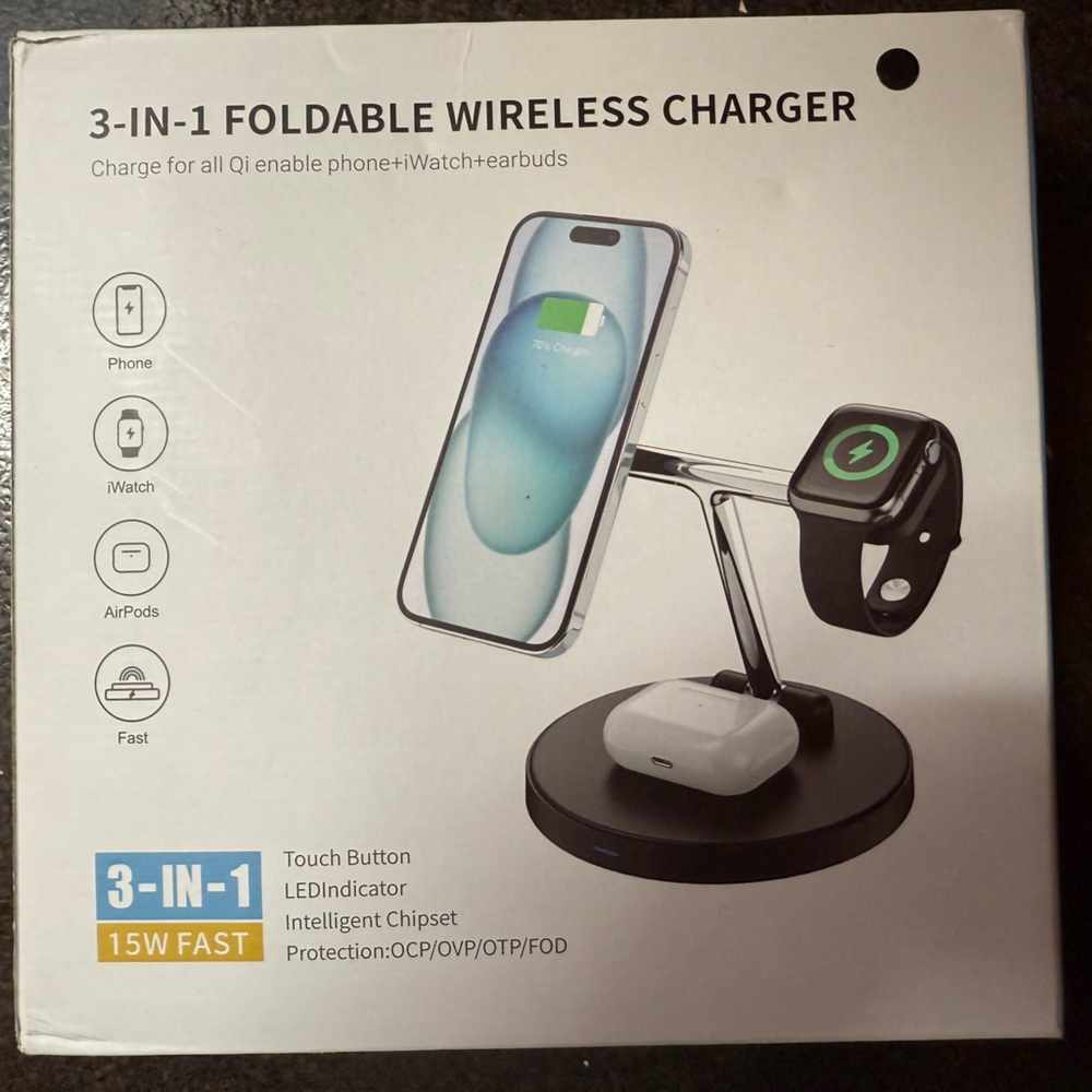 3-in-1 Foldable Wireless Charger Stand for iPhone, Apple Watch & AirPods